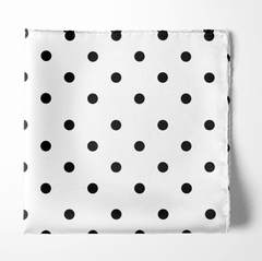 White with Black Polka Dot Silk Pocket Square