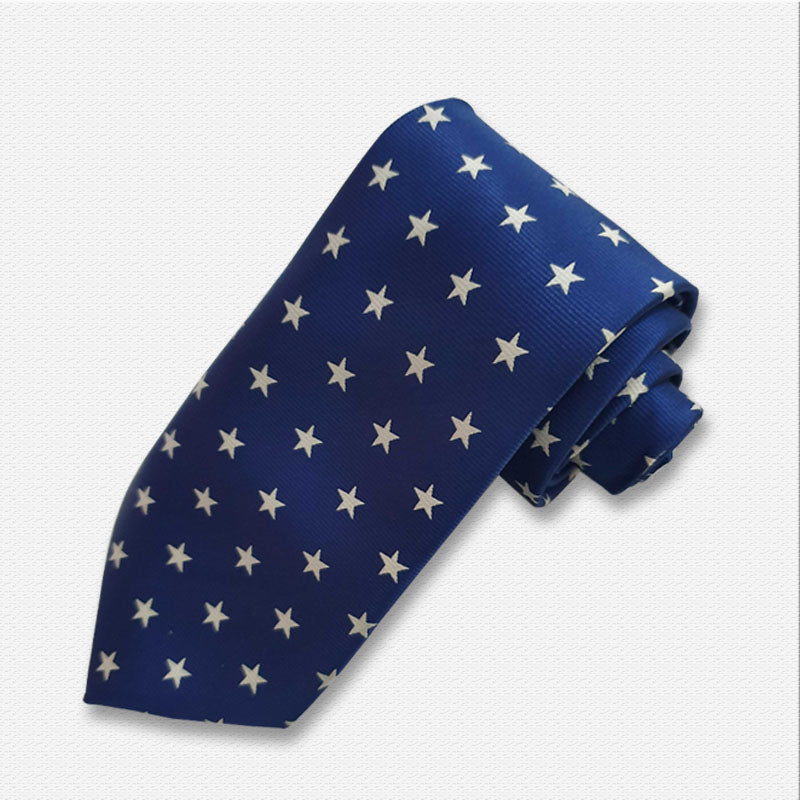 Blue with White Shinny Star Neck Tie