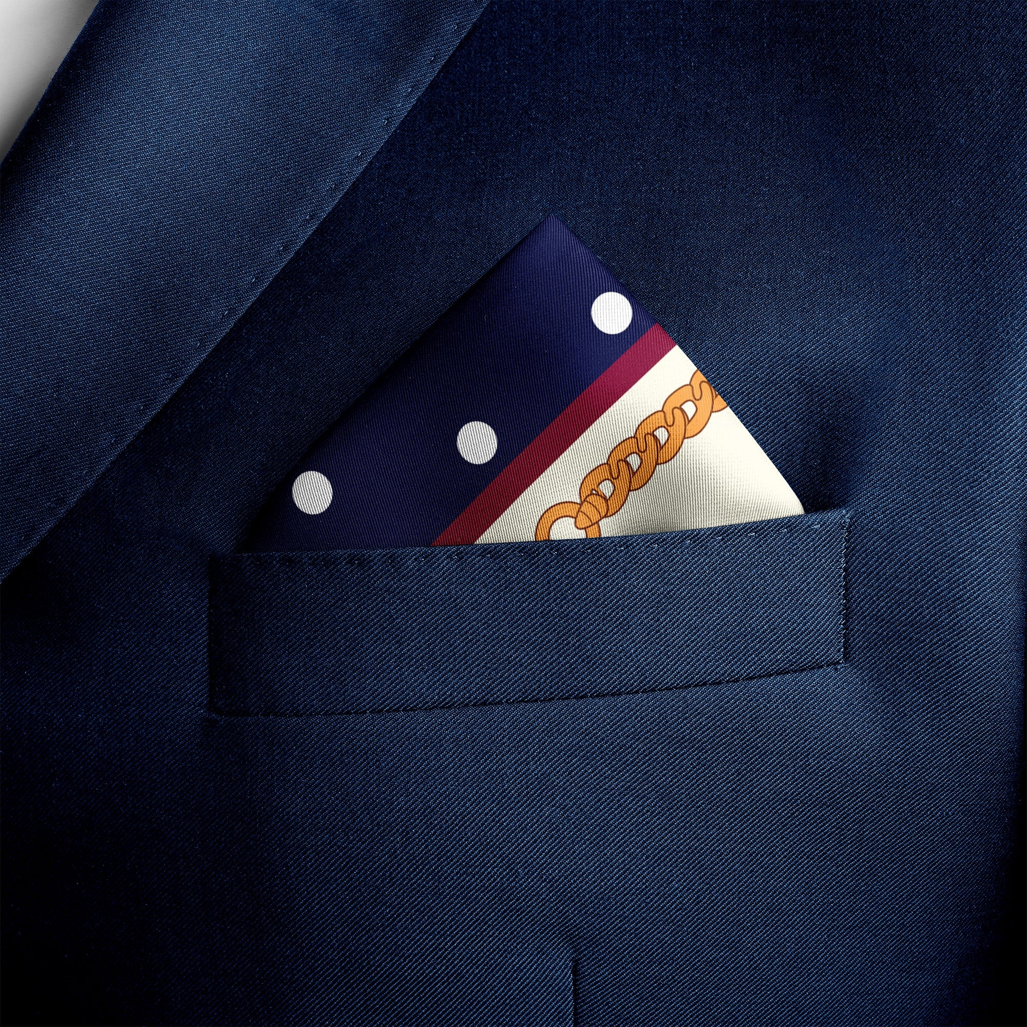 BLUE & GOLD MEDAL SILK POCKET SQUARE