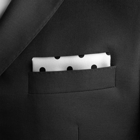 White with Black Polka Dot Silk Pocket Square