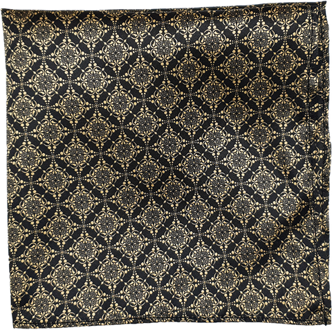 CLASSIC FLORAL GOLD & BLACK CRAVAT & POCKET  SQUARE SET