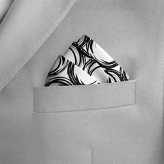 BLACK SPIRAL SILK POCKET SQUARE