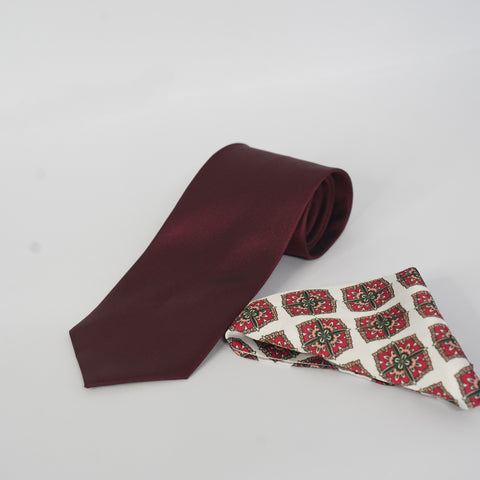 SWISS AJRAK POCKET SQUARE AND TIE SET