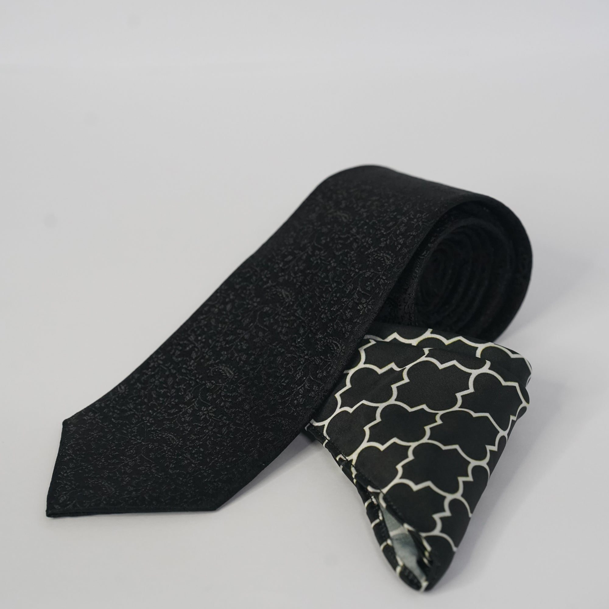 Black White Tartan Pocket Square And Tie Set – Threaditionz