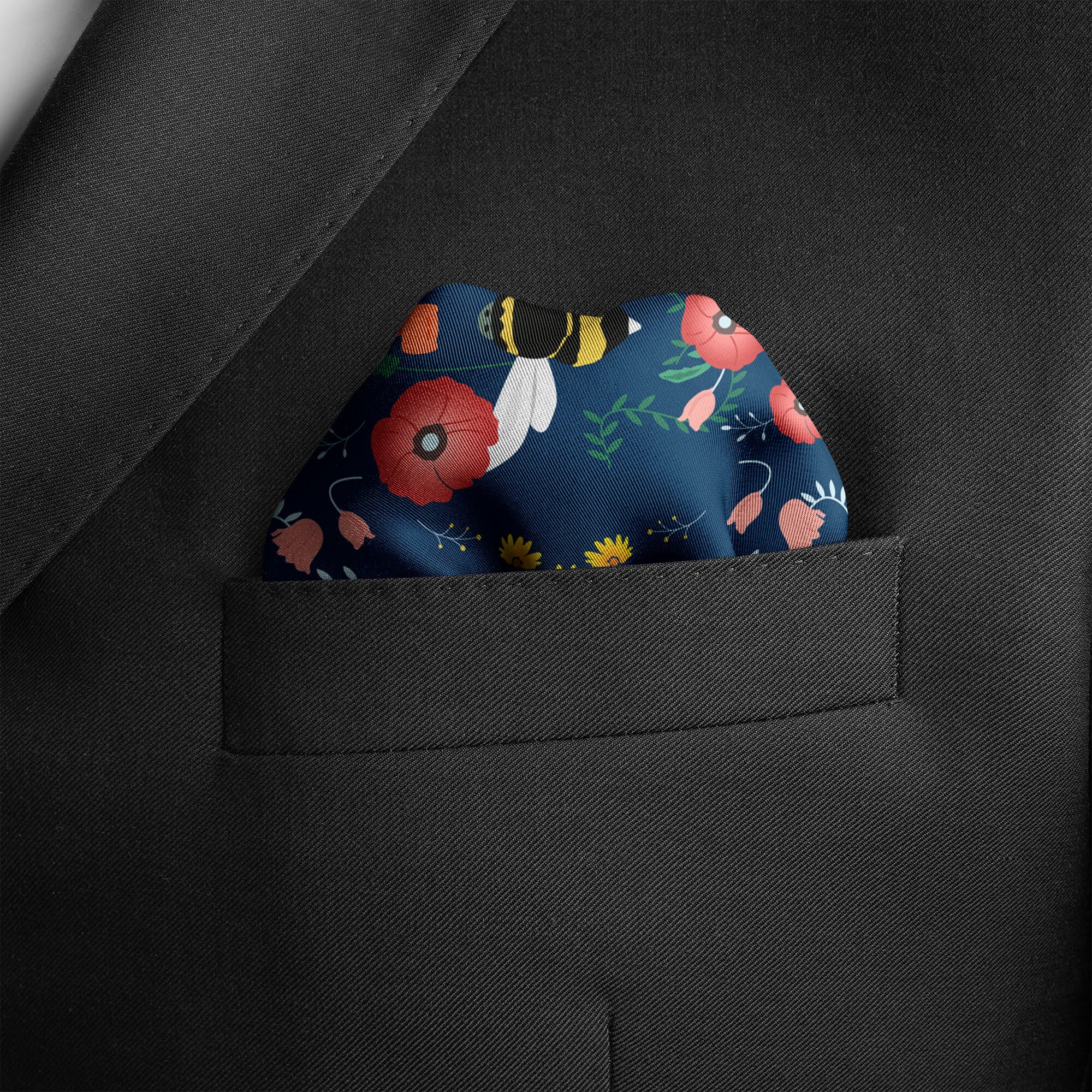 HONEYBEE SILK POCKET SQUARE