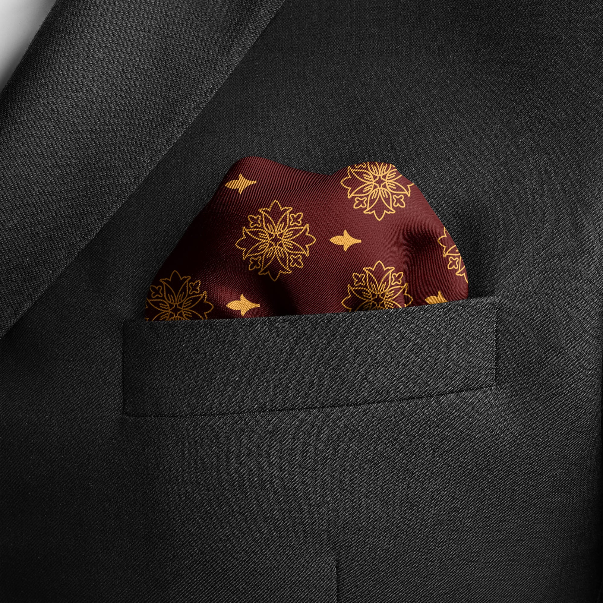 MAROON ECLIPSE SILK POCKET SQUARE