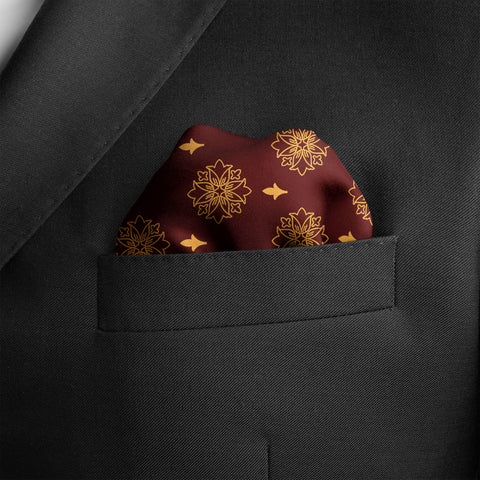 Maroon Eclipse silk pocket square
