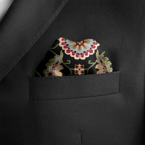 Kirsten Black Silk Pocket Square