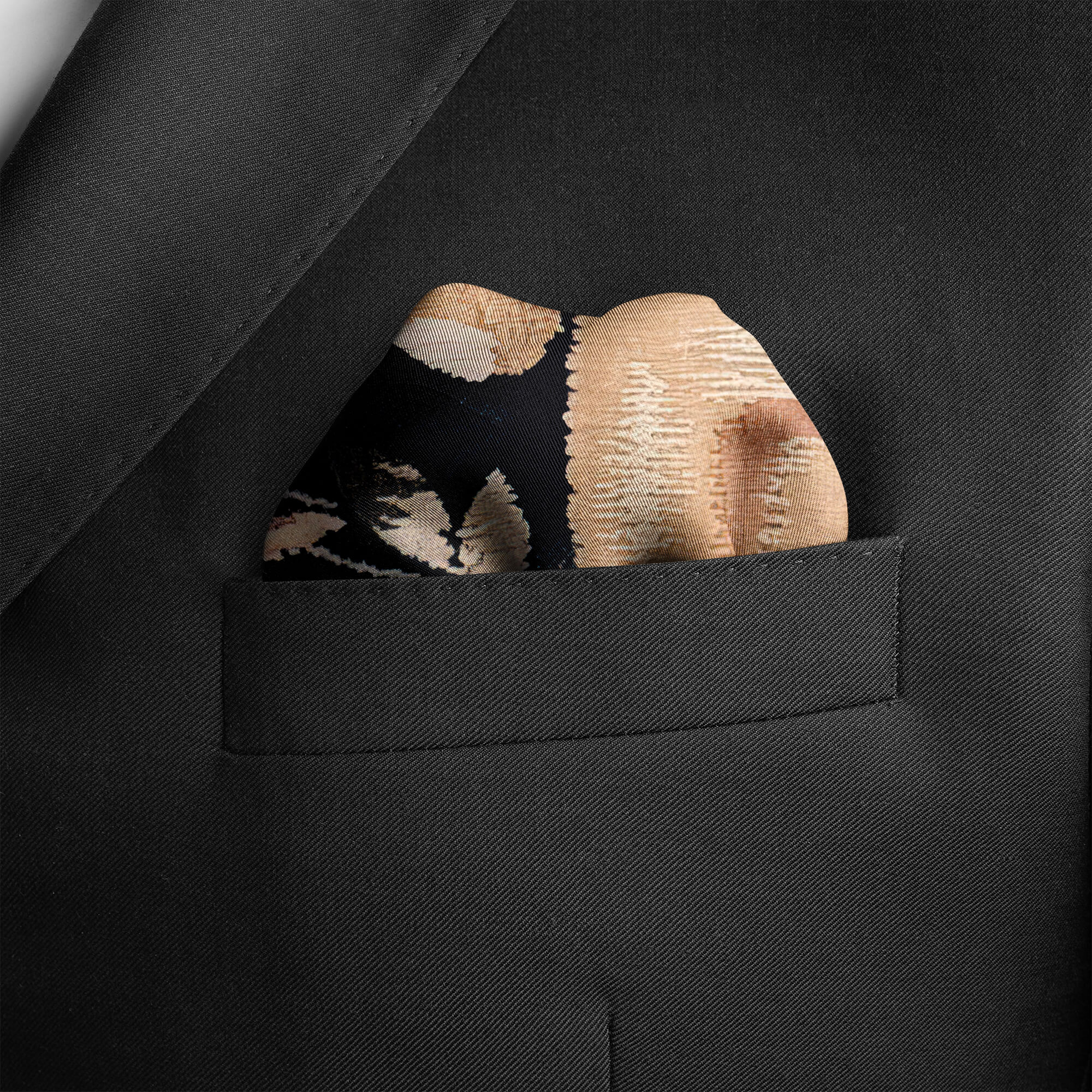 WINTER RABBIT SILK POCKET SQUARE