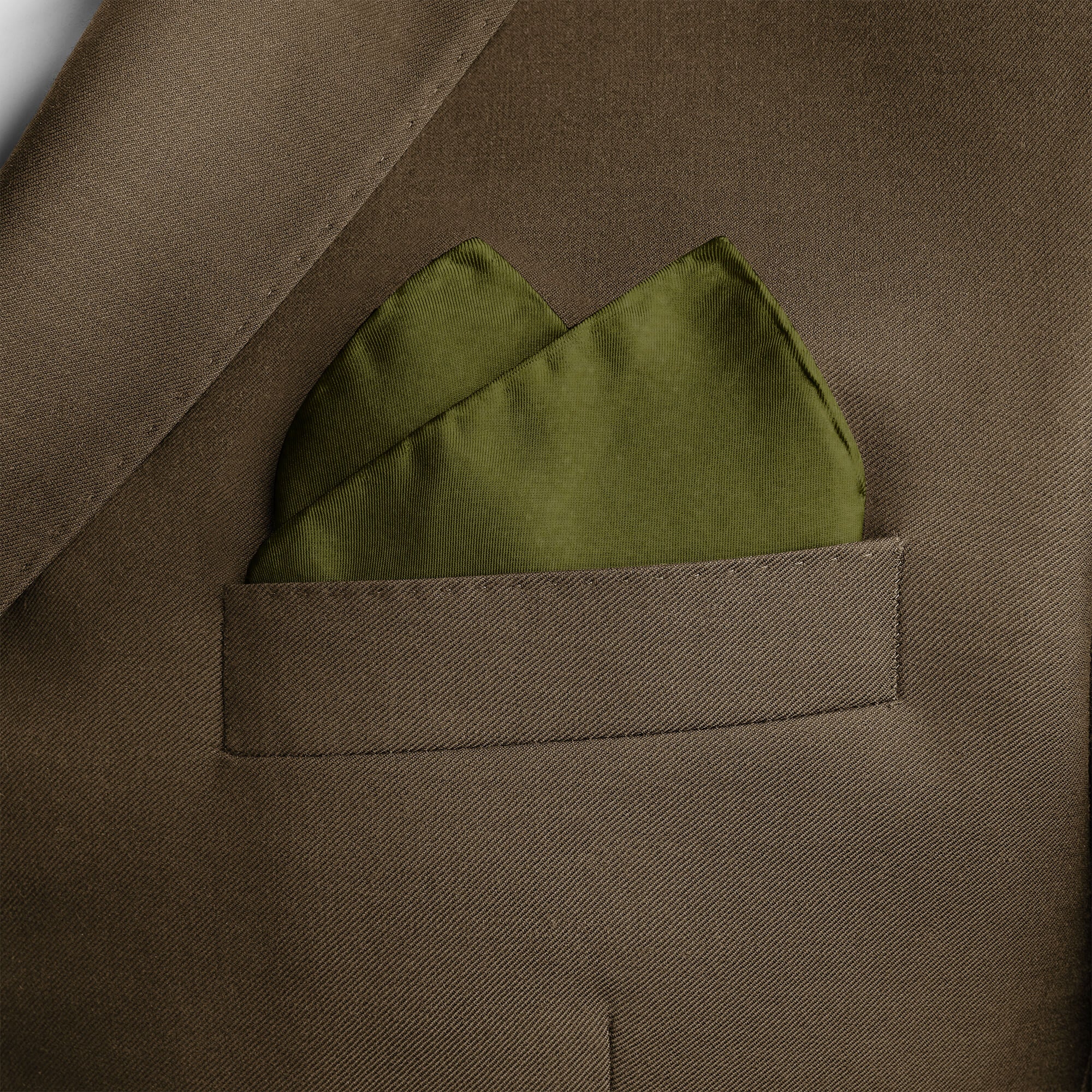 The Solid Moss Silk Pocket Square