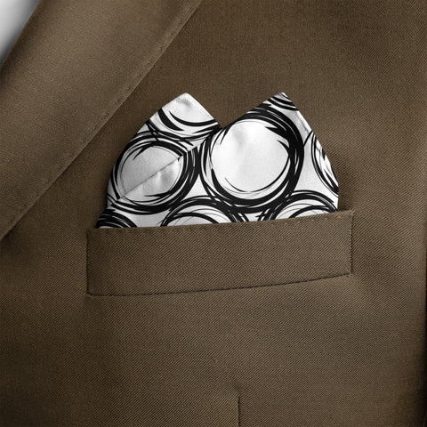 Black Spiral Silk Pocket Square