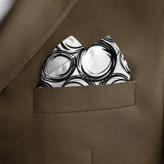 BLACK SPIRAL SILK POCKET SQUARE