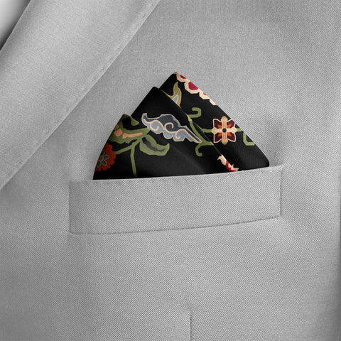 Kirsten Black Silk Pocket Square