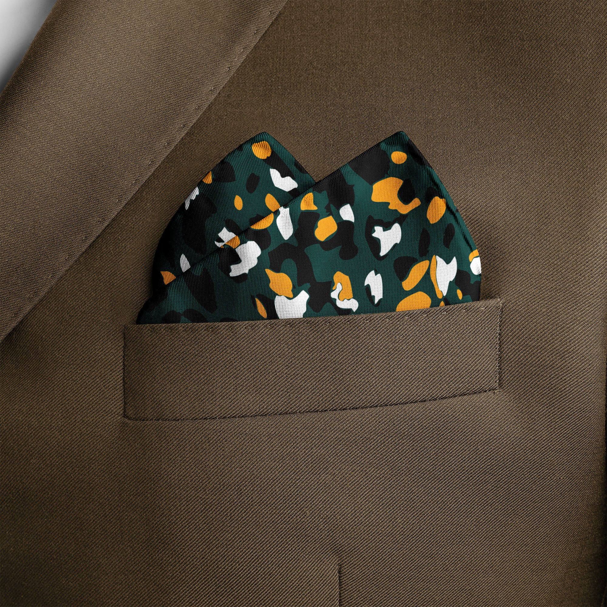 THE ARMY GREEN SILK POCKET SQUARE