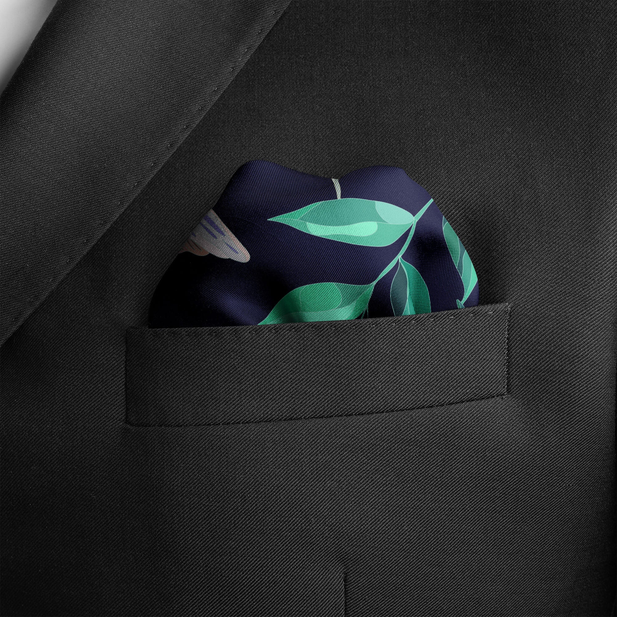 W21- BLUE FINCH SILK POCKET SQUARE