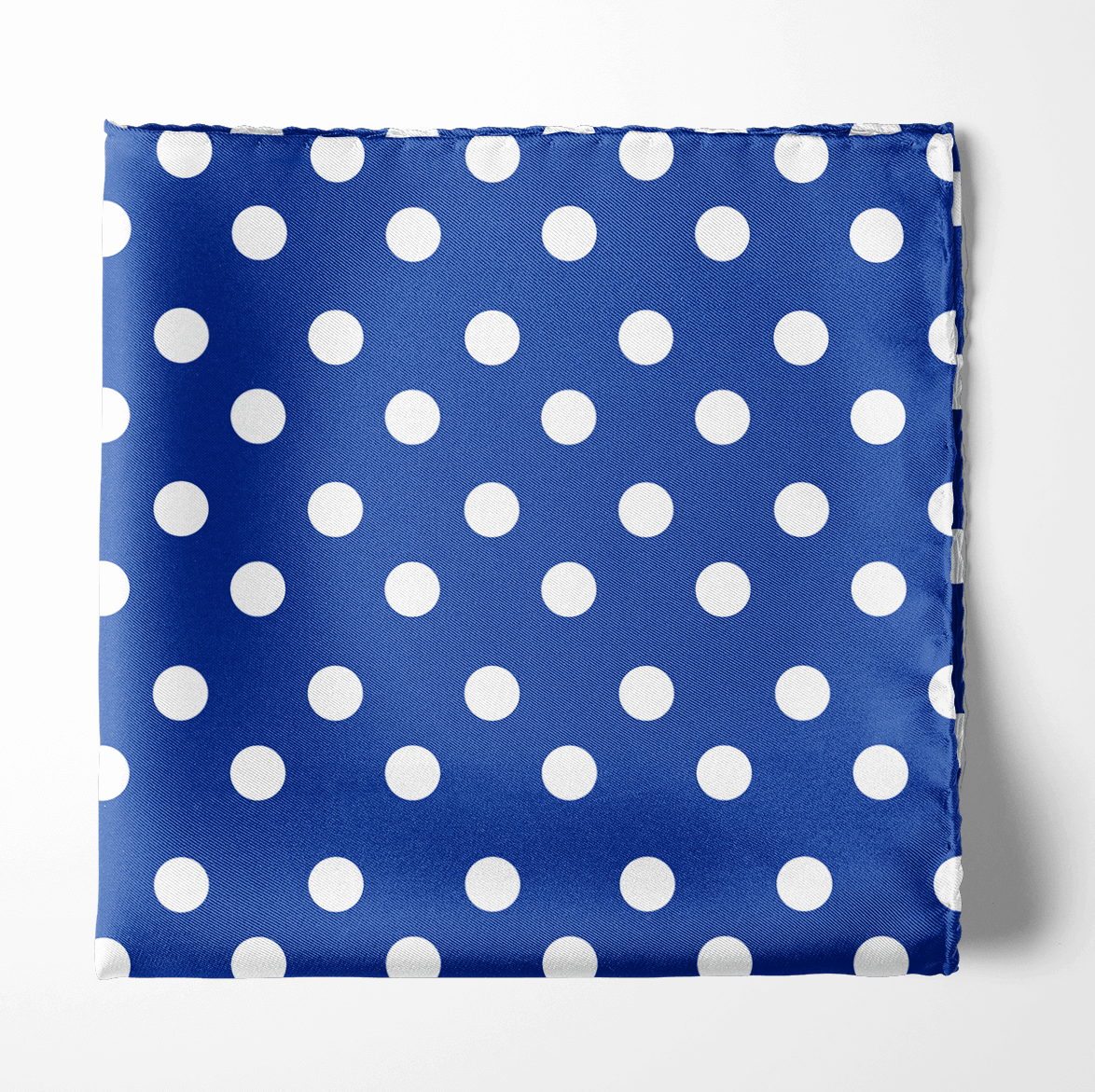 BLUE WITH WHITE POLKA SILK POCKET SQUARE