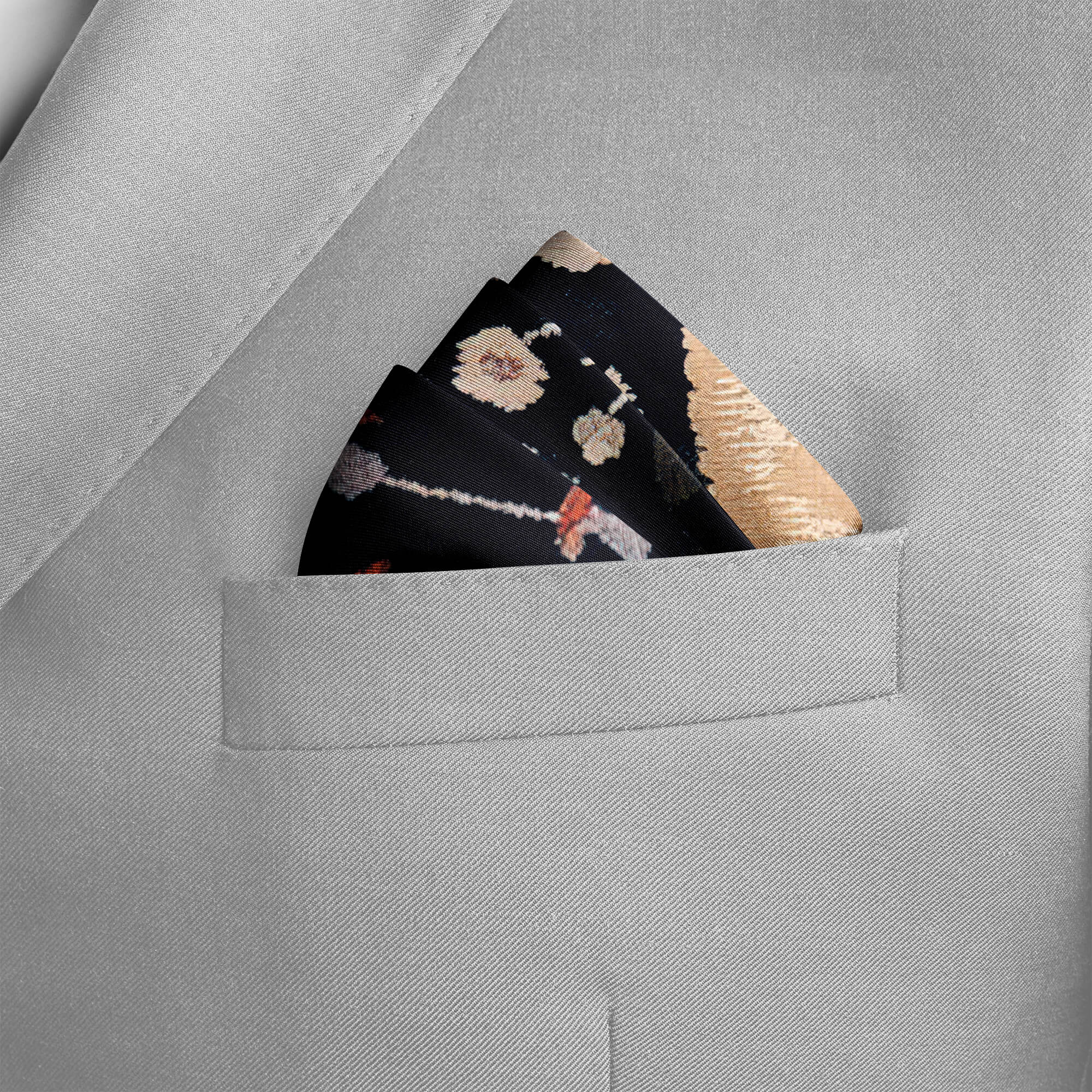 WINTER RABBIT SILK POCKET SQUARE