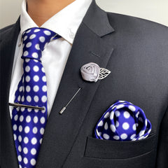Blue & White Polka Dots Necktie Set