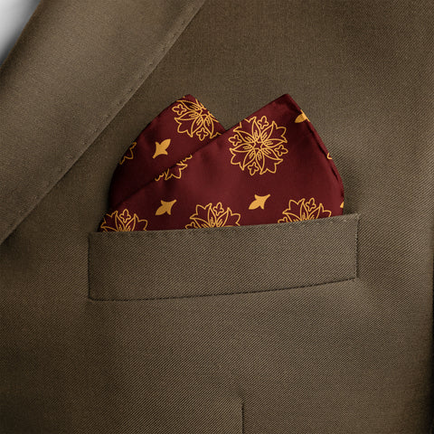 Maroon Eclipse silk pocket square