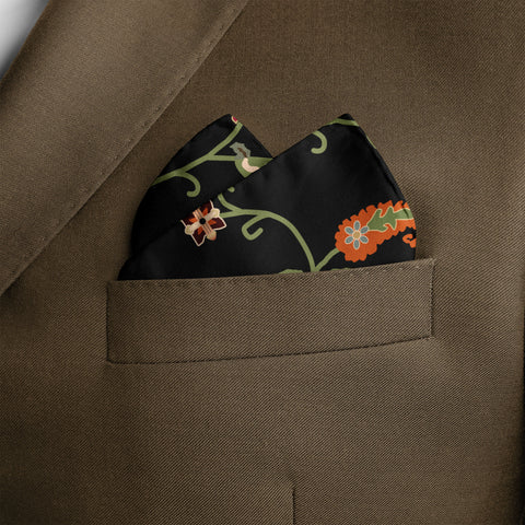 Kirsten Black Silk Pocket Square