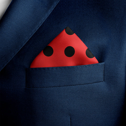 Red & Black Polka Dots Pocket Square