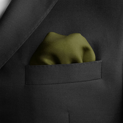 The Solid Moss Silk Pocket Square