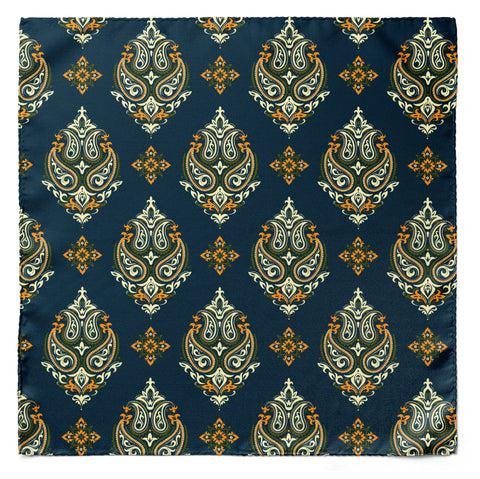 GREEN & YELLOW MYSTERY SILK CRAVAT & POCKET SQUARE SET