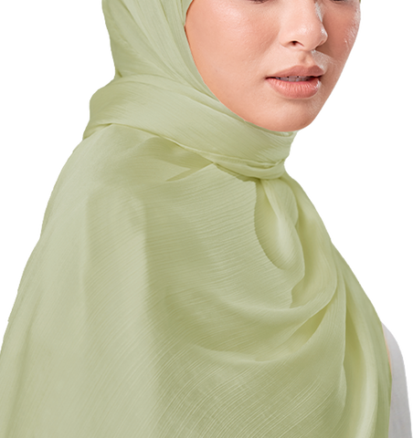 TEA GREEN CRINKLE SILK SCARF