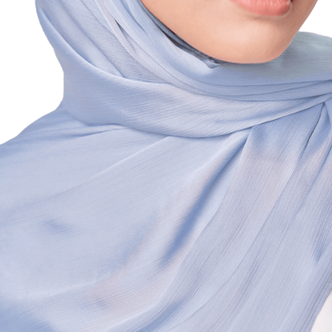 ICE BLUE CRINKLE SILK SCARF