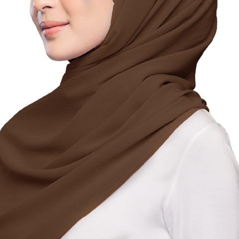 COCOA BROWN CRINKLE SATIN SILK SCARF