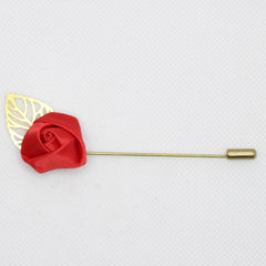 RED GOLD LEAF LAPEL PIN