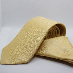 GOLD SELF PRINTED TIE & POCKET SQUARE SET