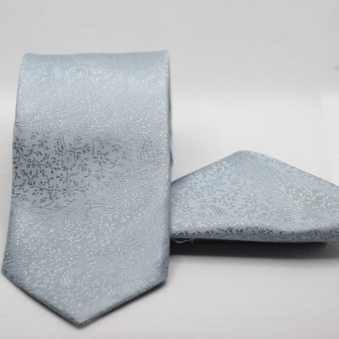 STEEL BLUE PRINTED TIE & POCKET SQUARE SET