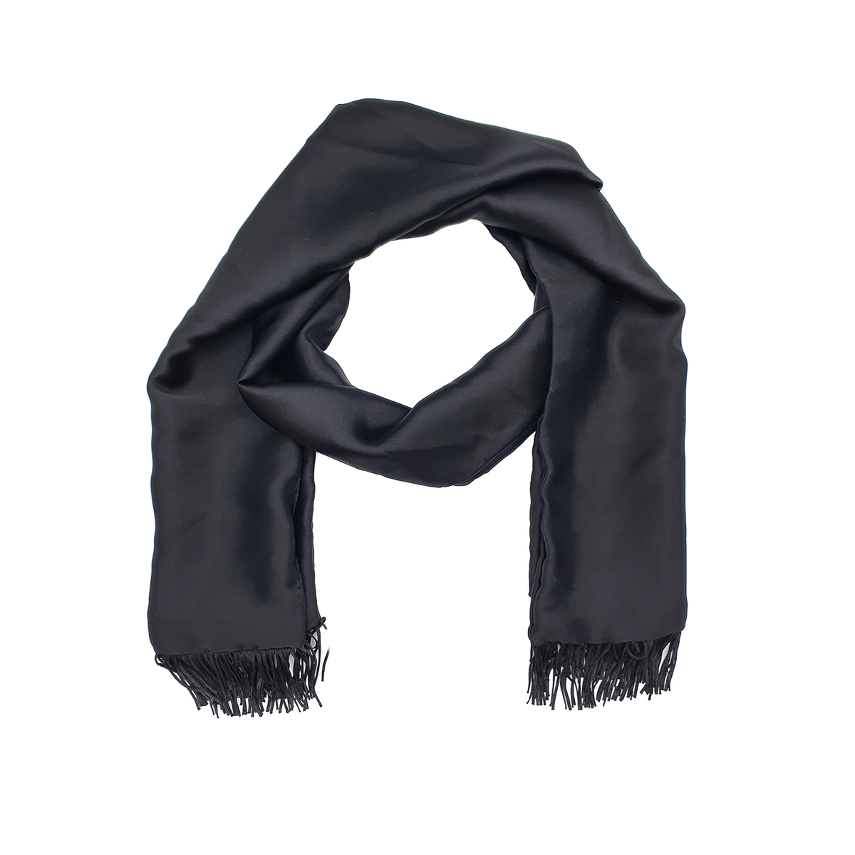 JET BLACK SILK SCARF Threaditionz