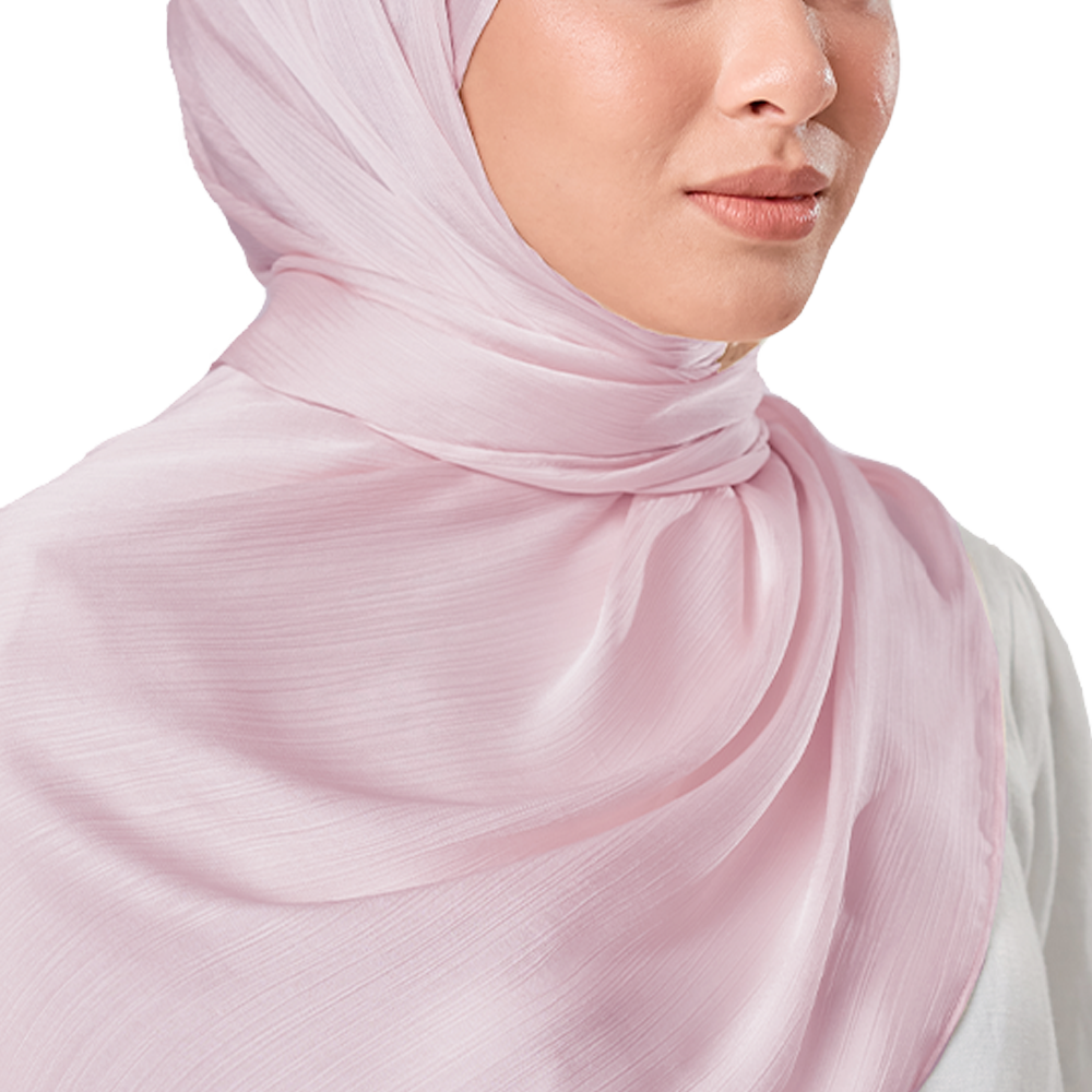 BABY PINK CRINKLE SILK SCARF