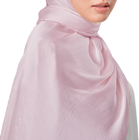 BABY PINK CRINKLE SILK SCARF