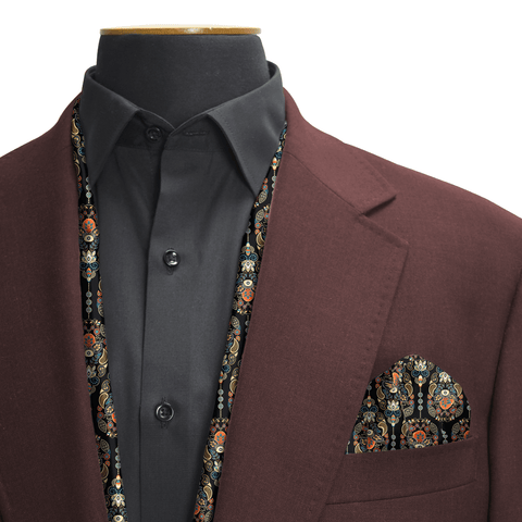 MUGHAL MOTIFS SILK SCARF & POCKET SQUARE SET  (LUXE COLLECTION)
