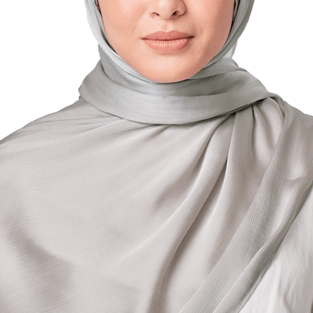 SILVER SATIN CRINKLE SILK SCARF