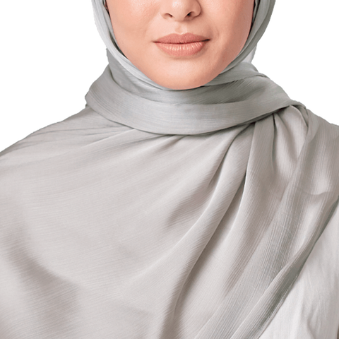 SILVER SATIN CRINKLE SILK SCARF