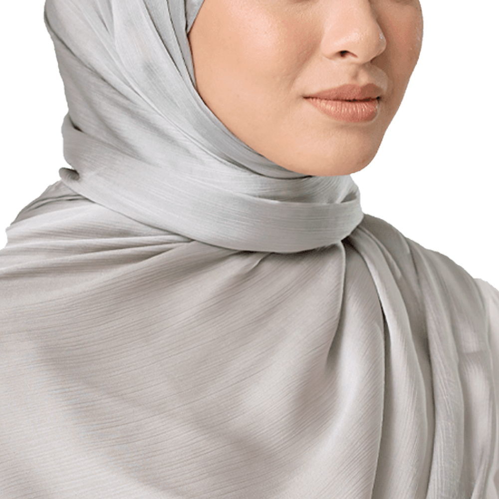 SILVER SATIN CRINKLE SILK SCARF