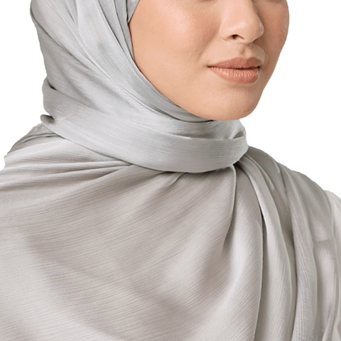 SILVER SATIN CRINKLE SILK SCARF
