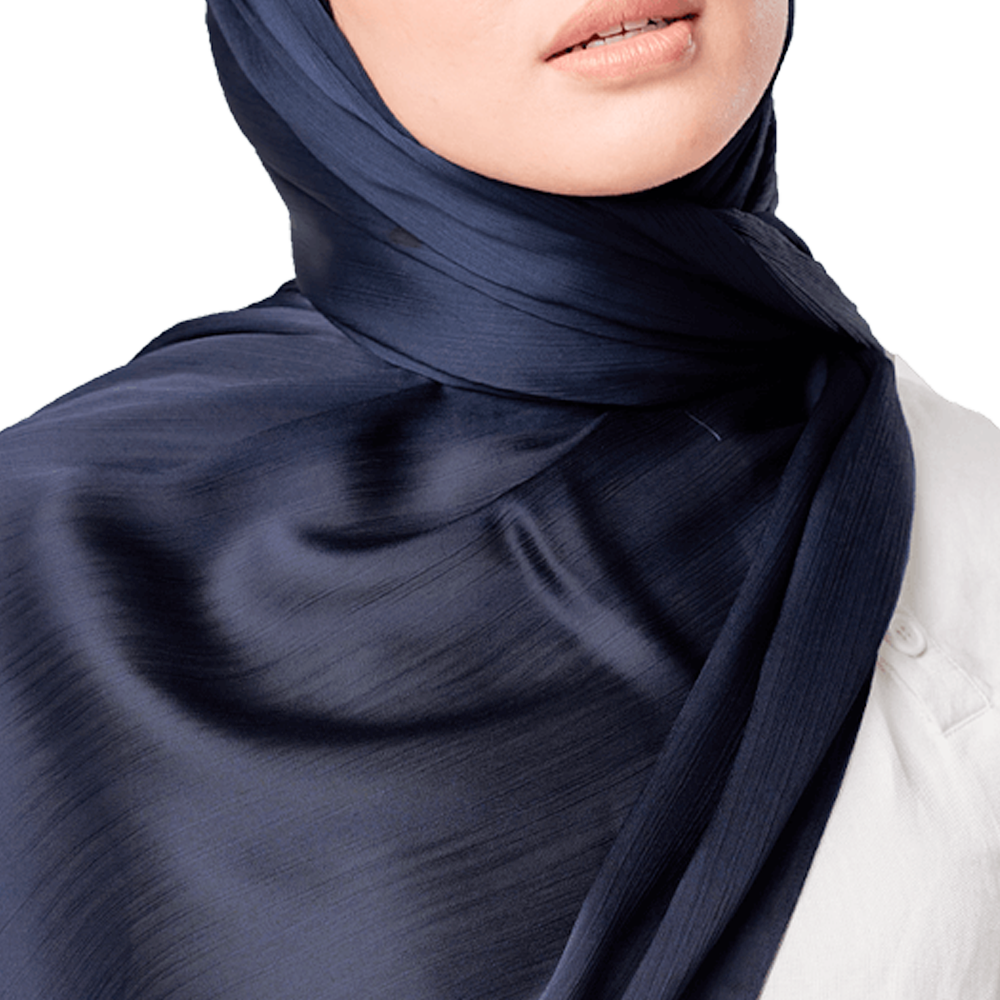DEEP BLUE CRINKLE SILK SCARF