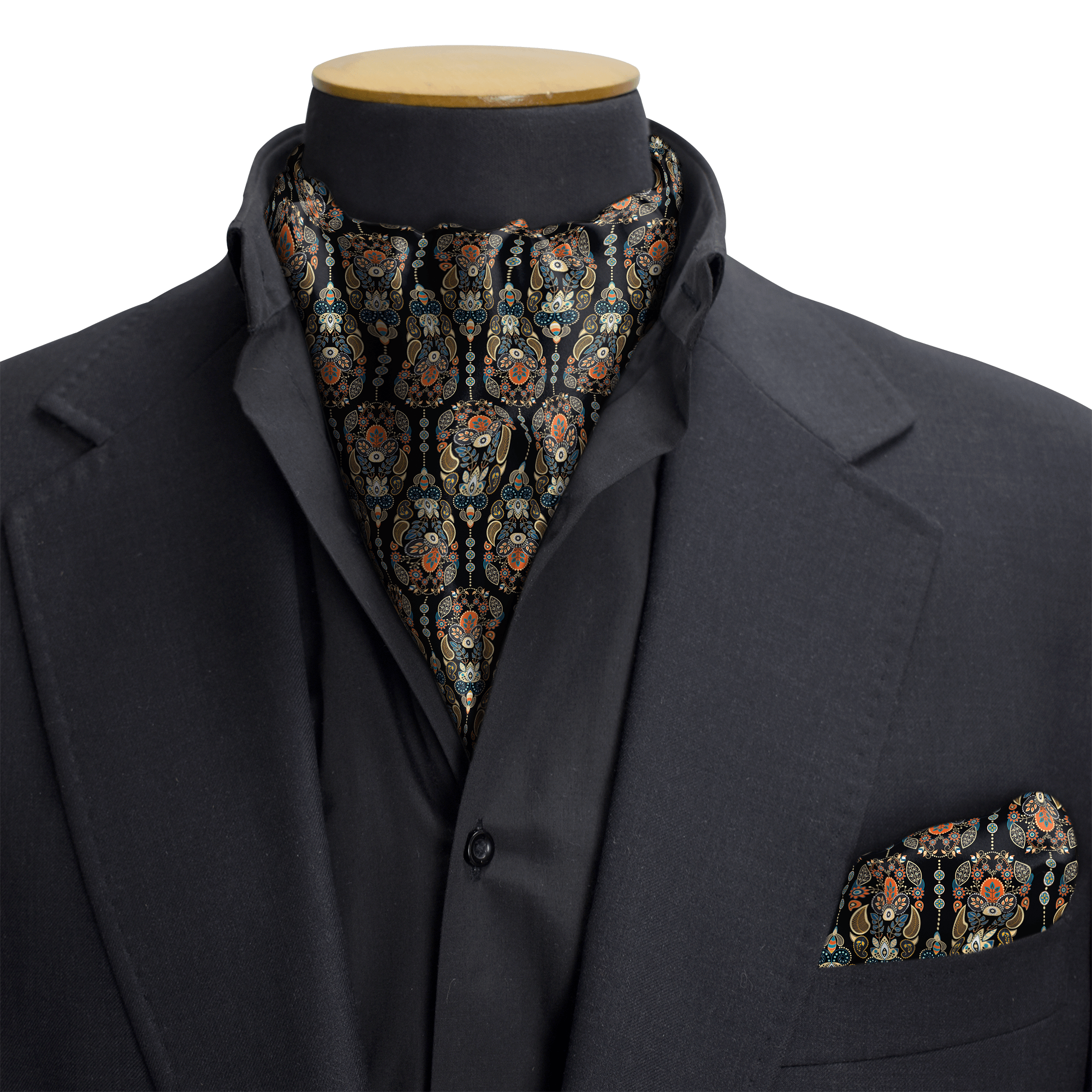 MUGHAL MOTIFS SILK CRAVAT & POCKET SQUARE SETS  (LUXE COLLECTION)