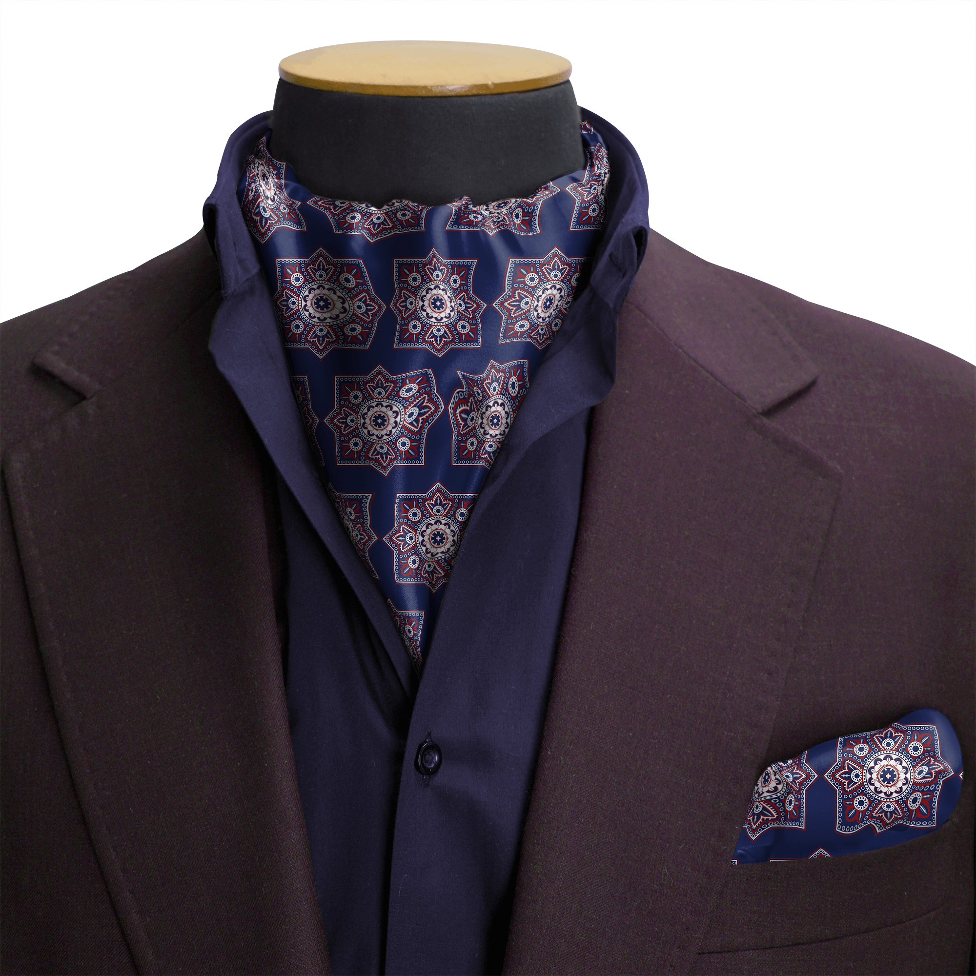 IMPERIAL AJRAK SILK CRAVAT & POCKET SQUARE SET  (LUXE COLLECTION)