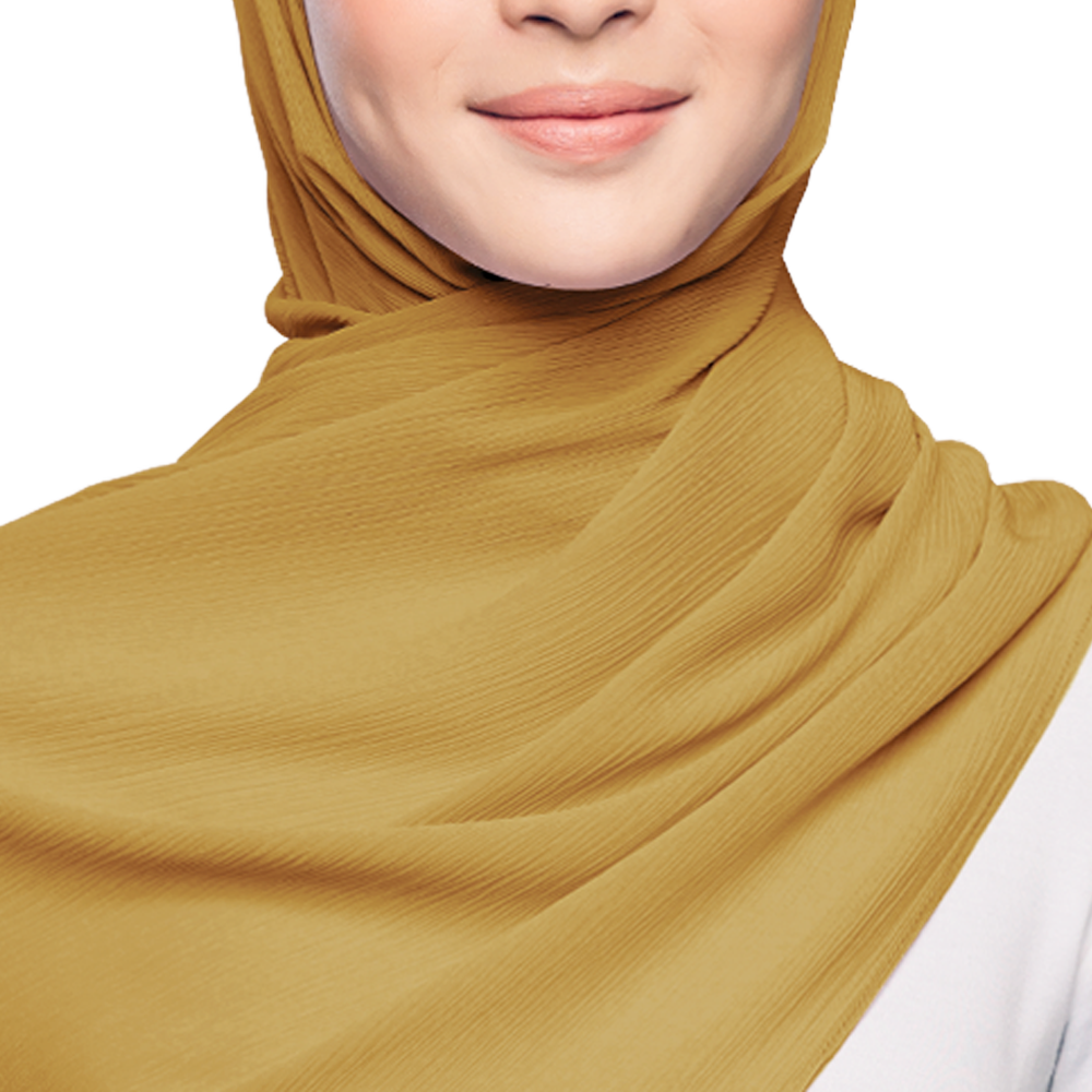 MUSTARD BLISS CRINKLE SILK SCARF