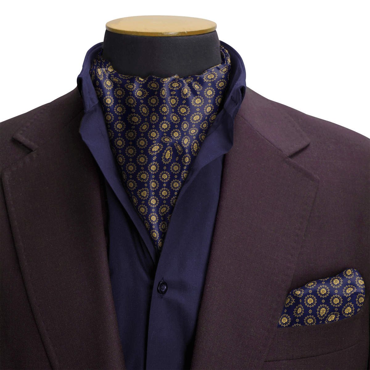 IRISH BLUE SILK CRAVAT & POCKET SQUARE SET