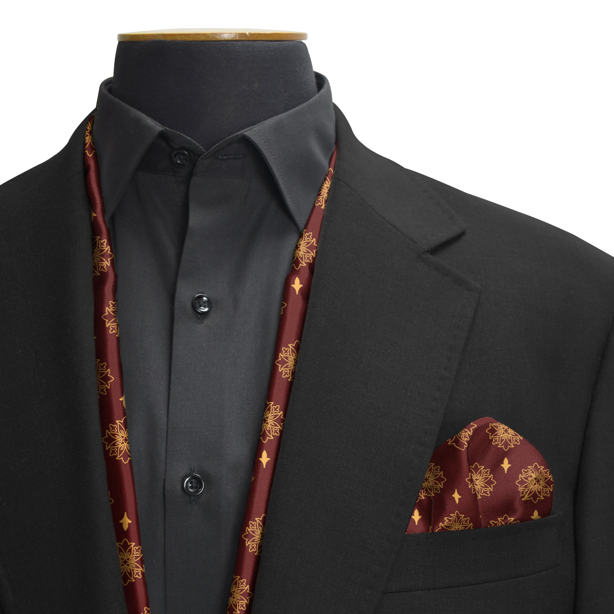 MAROON ECLIPSE SILK SCARF & POCKET SQAURE SET