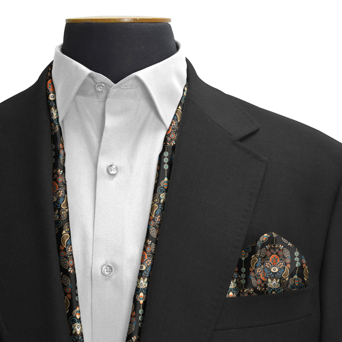 MUGHAL MOTIFS SILK SCARF & POCKET SQUARE SET  (LUXE COLLECTION)