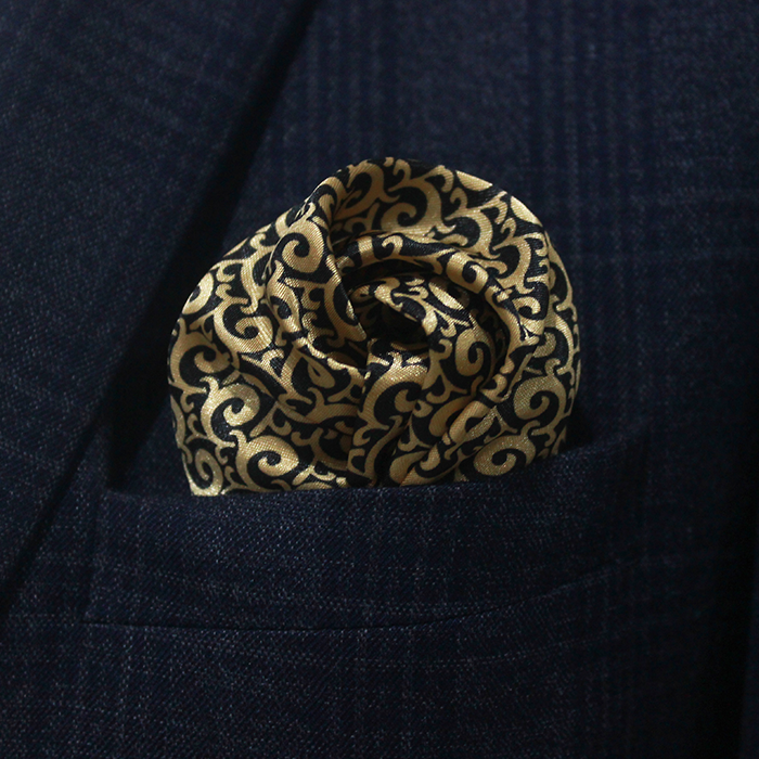 Mini Golden Paisley Pocket Square