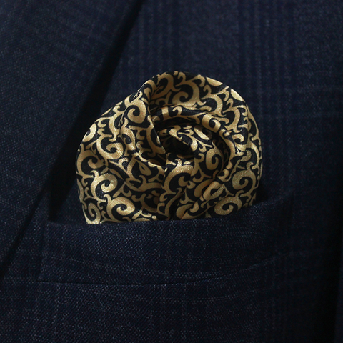 Mini Golden Paisley Pocket Square